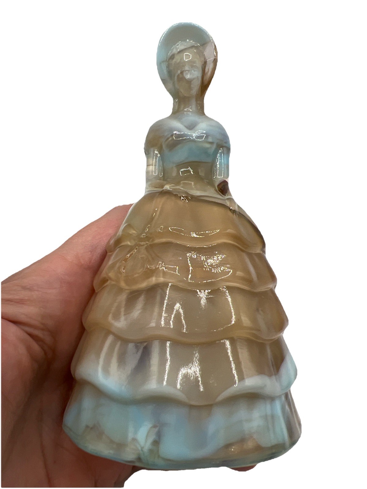 VTG Summit Art Slag Glass Melanie Doll Southern Belle Figurine Carmel Blue