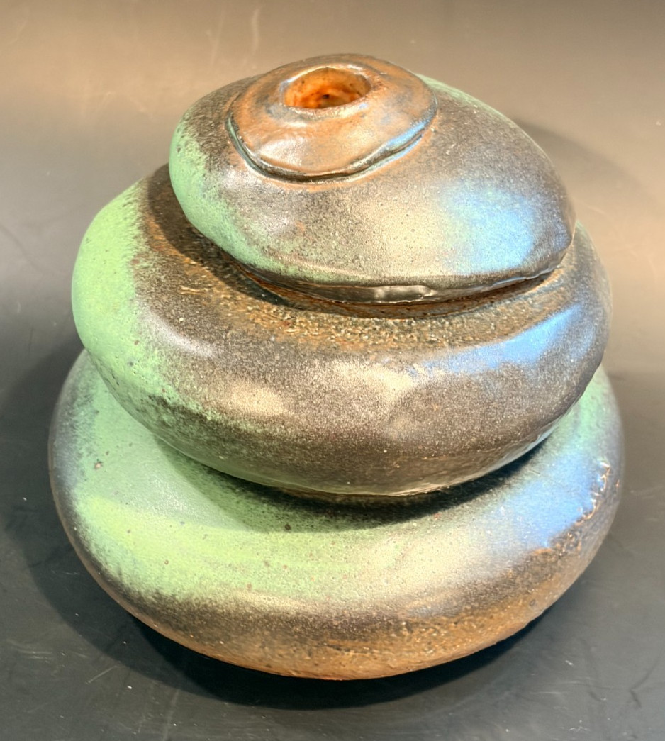 Hand Thrown Ceramic Cairn Stone Stack Bud Vase Handmade Studio Pottery 5″ Pot