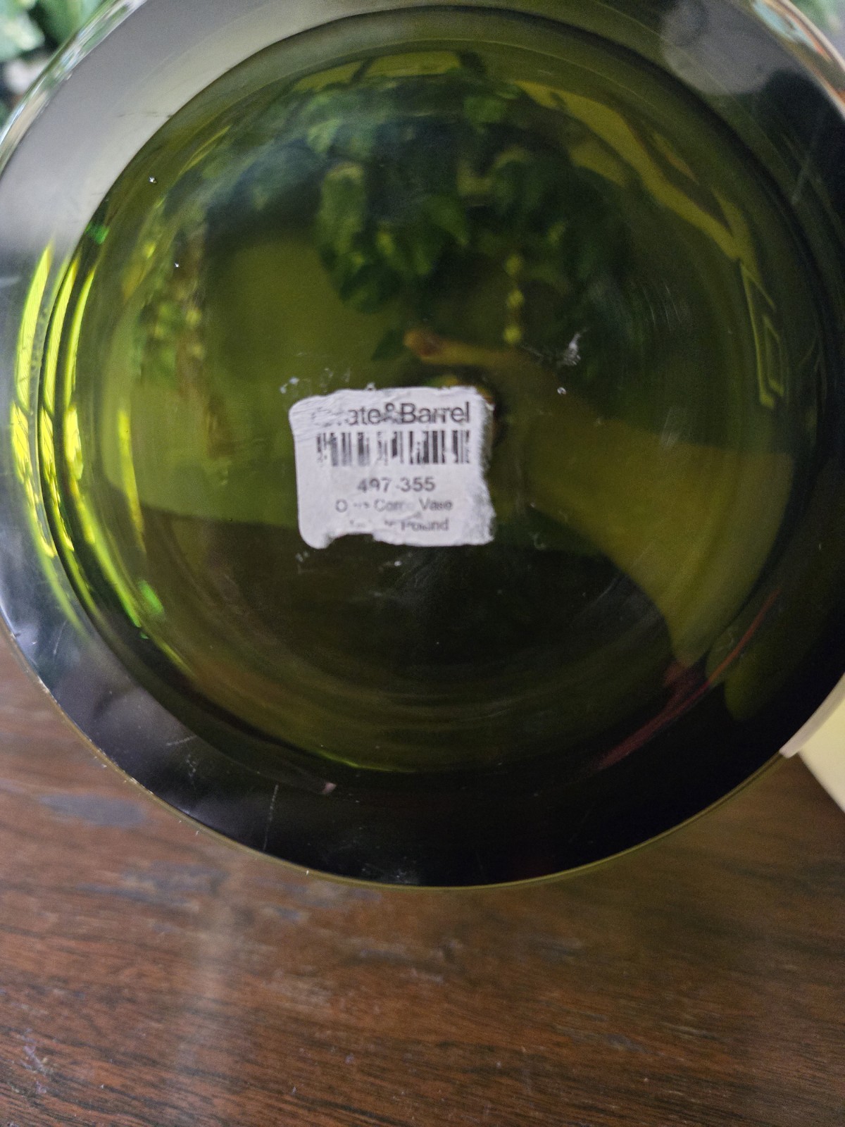 Crate & Barral Olive ( Avacado)Green Como Glass Vase Hand Blown Art Glass