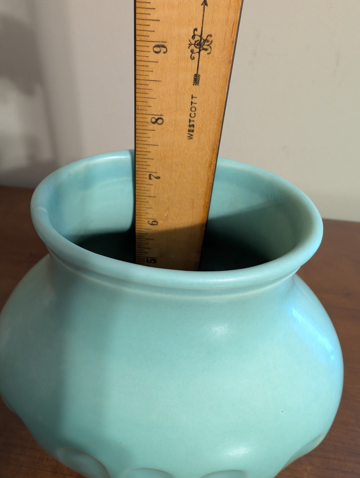Vintage Hyalyn 311 Pottery Art Deco Matte Pastel Green Oval USA*MCM Vase Signed