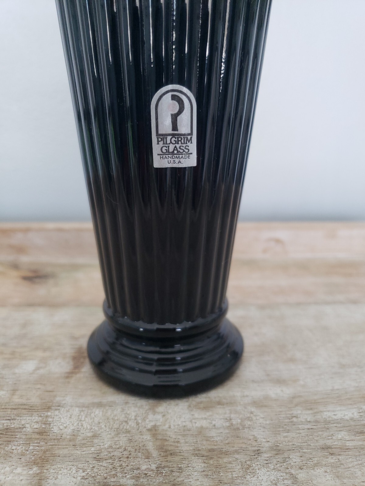 Pilgrim Glass Black Vase 6 and 1/2 Inches Tall Handmade USA