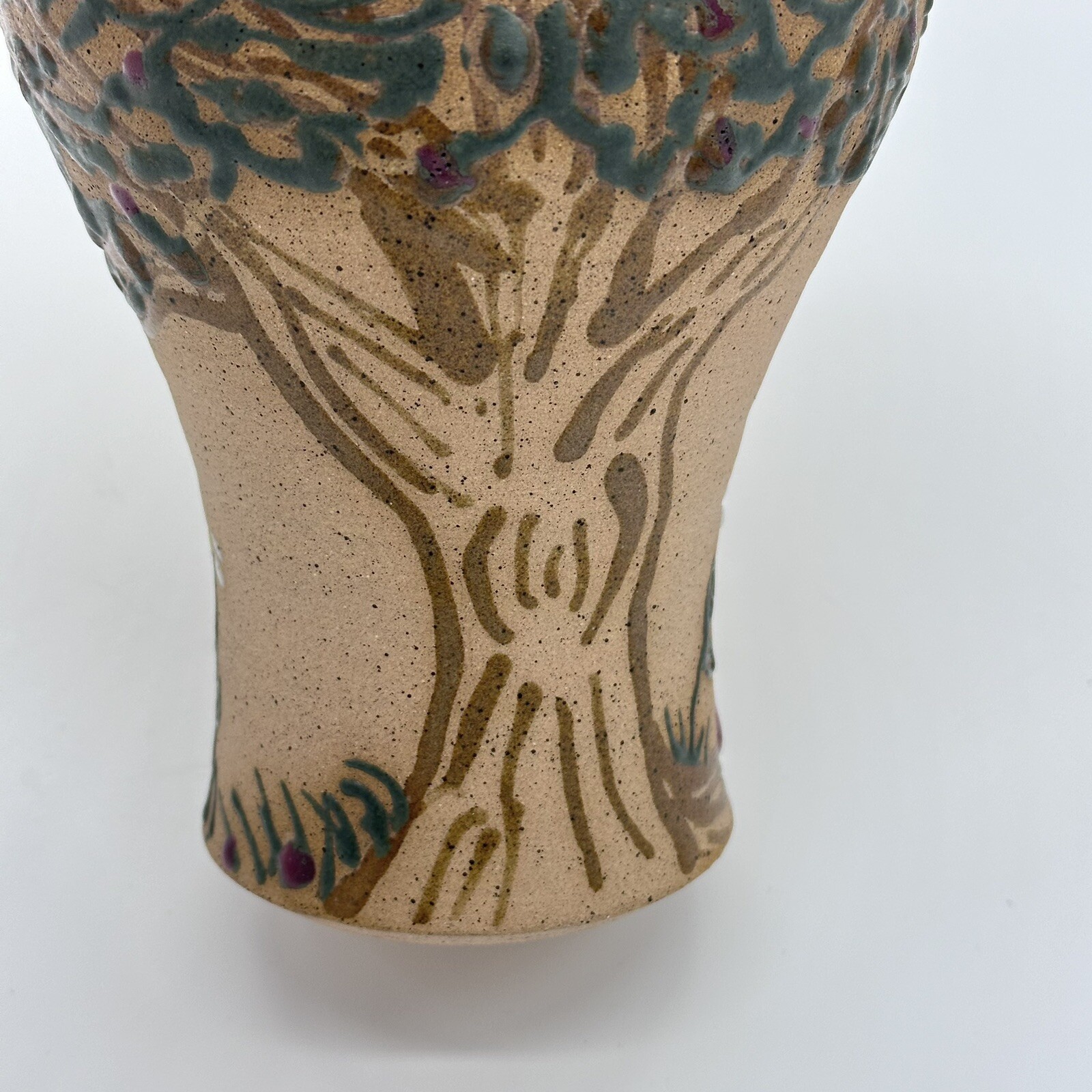 Parsley Pottery Ohio Art Studio Pottery Ceramic Folk Art Vase Tree Sun Clouds