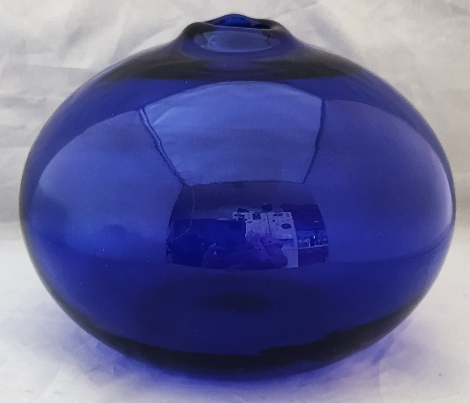 Cobalt Blue Glass Round Vase Art Glass Sphere (D28)