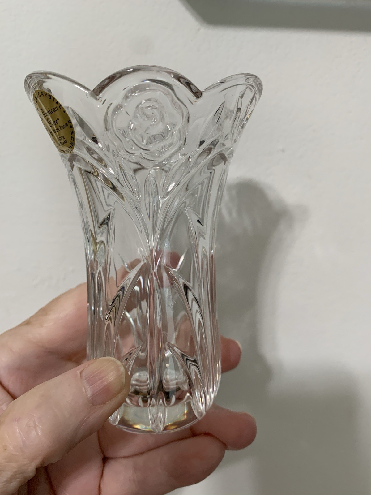 Vintage Princess House American Rose Lead Crystal Bud Vase 4.5 Inches Germany