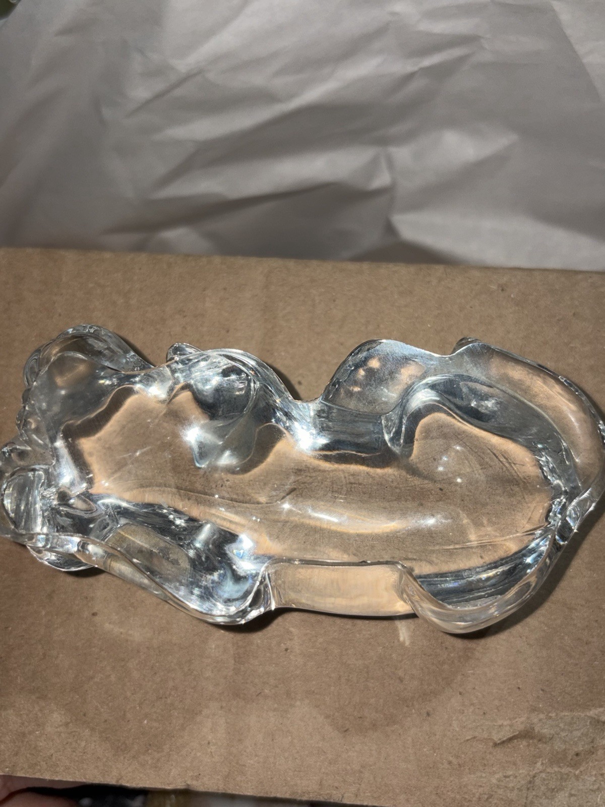 Clear Glass Dog Figurine Sculpture Lying Down Decorative Animal Decor