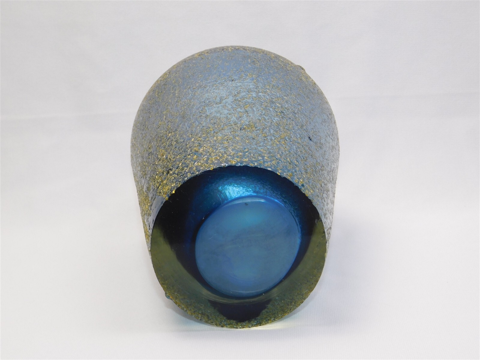 Vtg MCM MURANO Glass Sommerso Mandruzzato Cobalt Blue Textured Vase Italy 9.75″