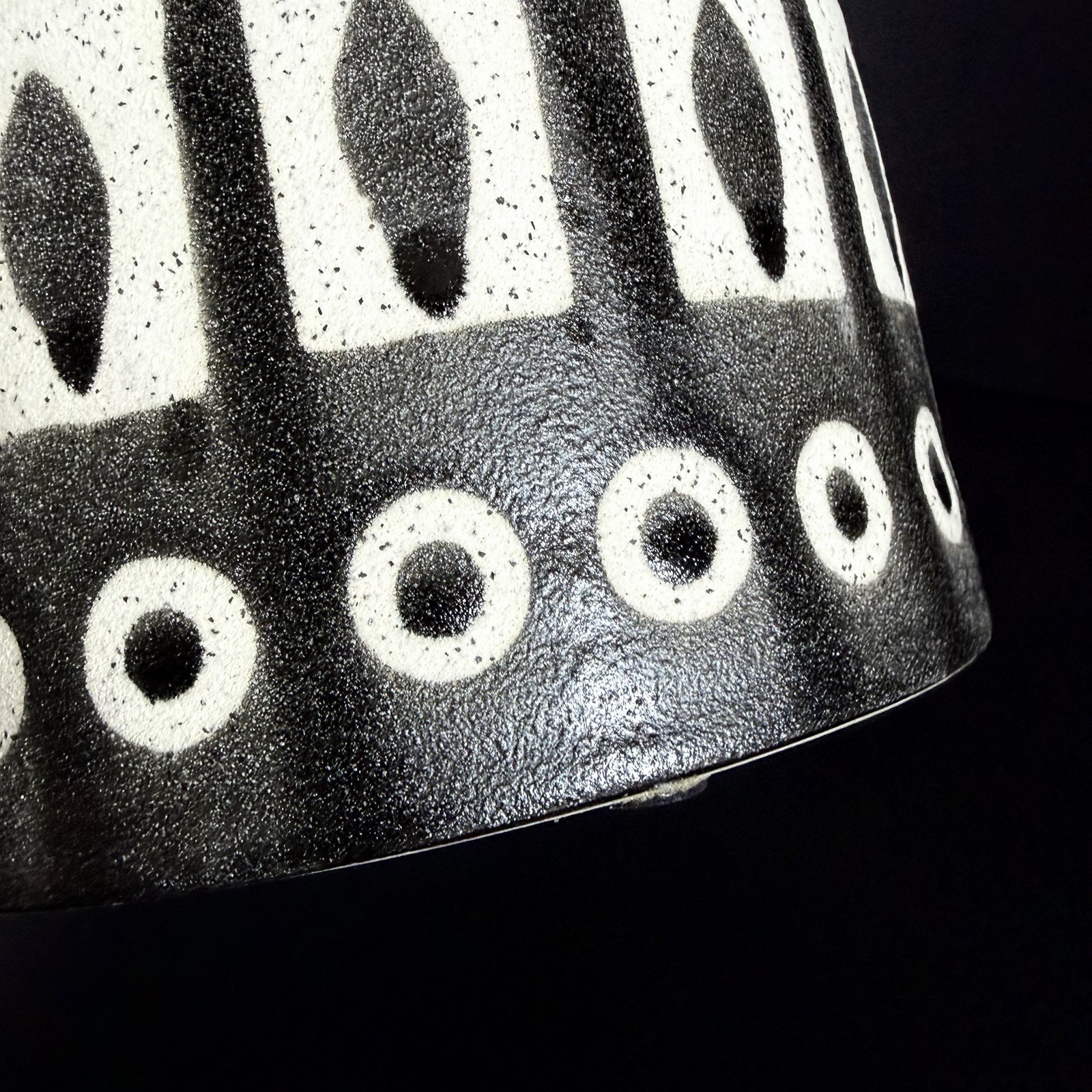 Vintage Mid Century Modern Abstract Art Pottery Jug Vase Geometric Black White