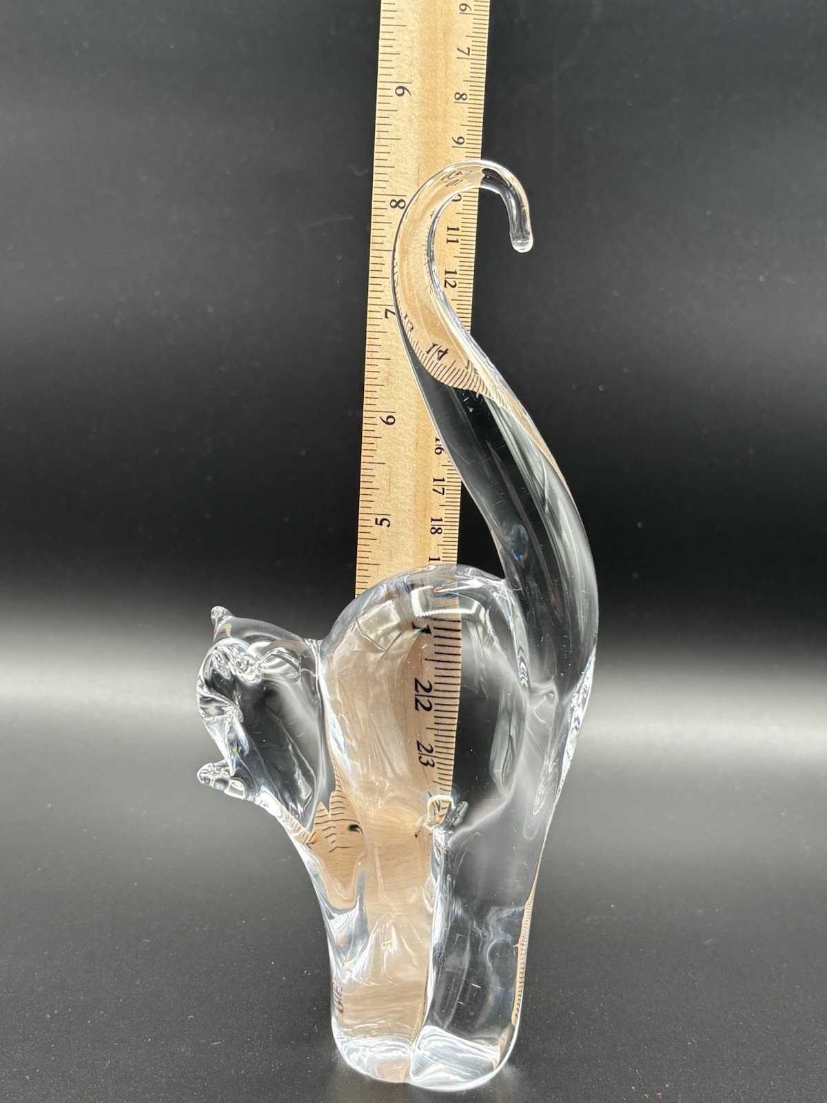 John Riekes Chalet Lead Crystal Handcrafted Cat Paperweight Figurine Vintage