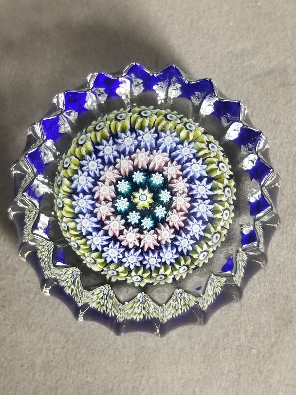 Vintage Perthshire Paperweight * Fluted Edges PP53 * Millefiori * 1 3/4″ * 0584