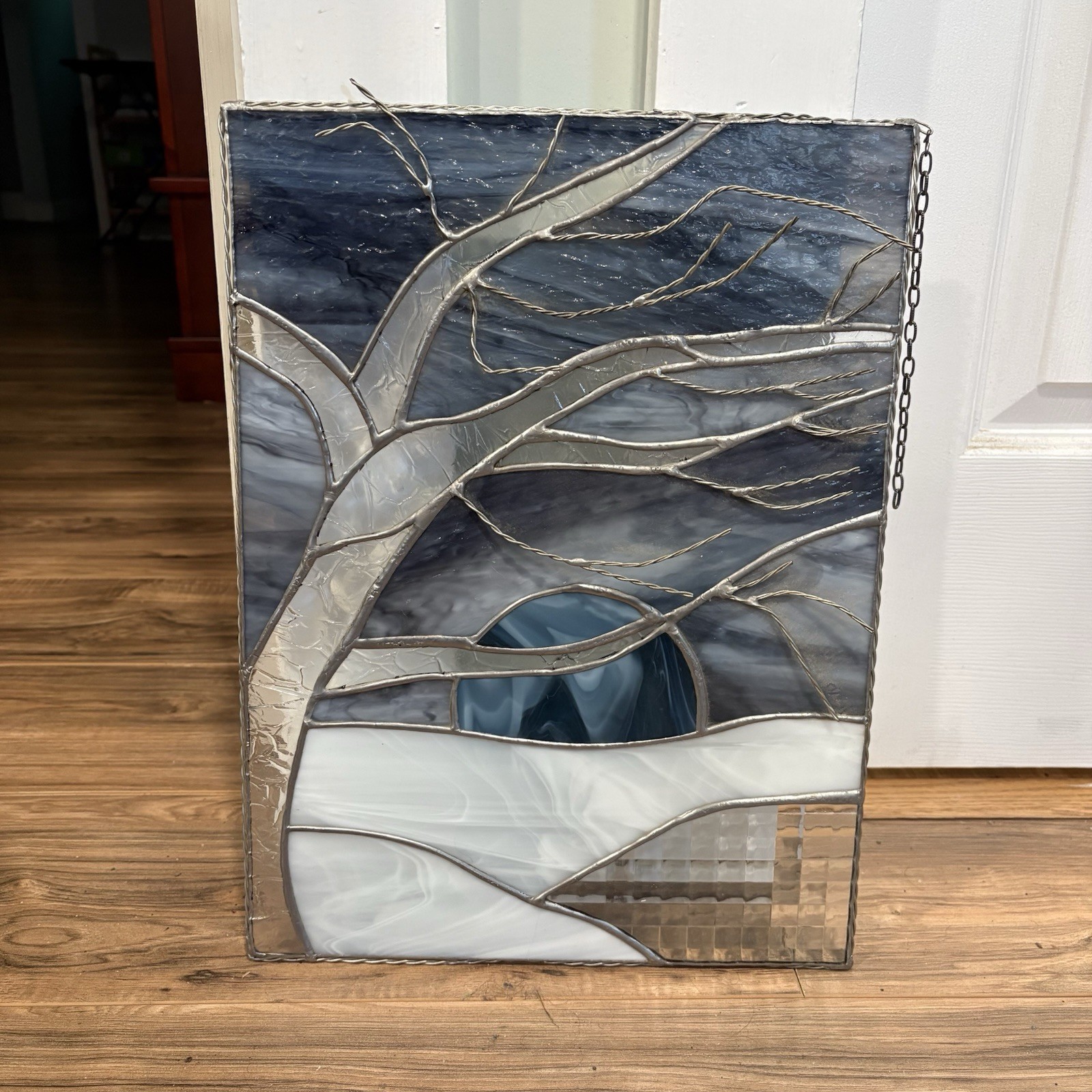 Winter Landscape Stained Glass Panel By Bill Boudreau Songbird Studio