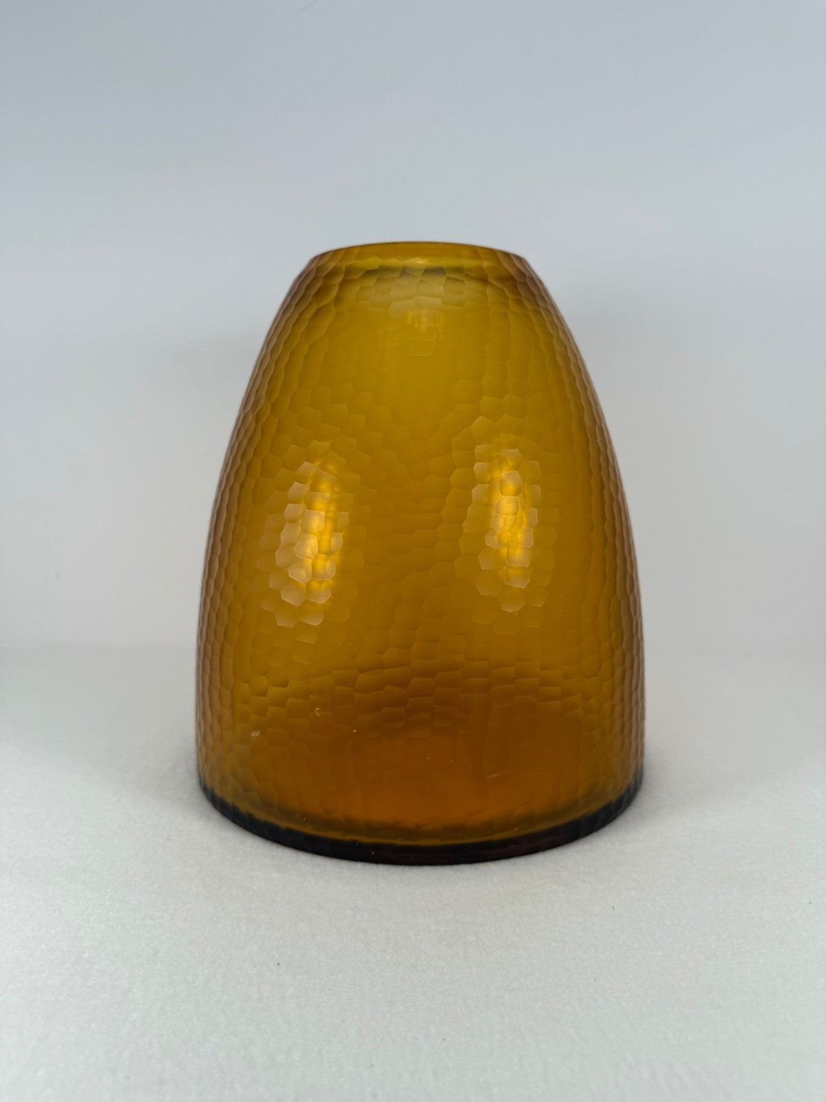 Battuto Style MCM Amber Glass Hammered Beehive Honeycomb Vase, Made in India