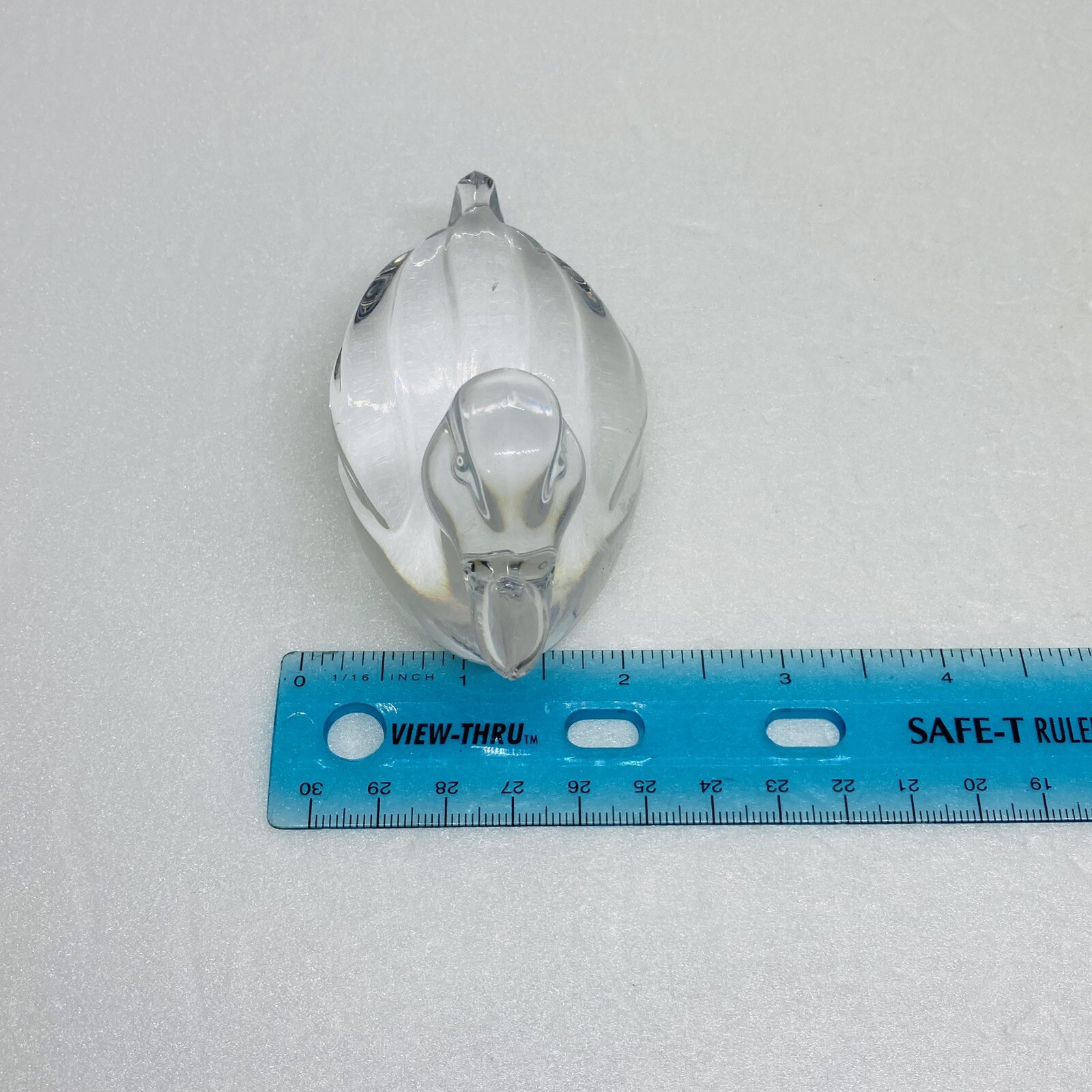 Vintage 1970s Crystal Glass Duck Bird Paerwieghtvfigurine 4” Art Decor 22