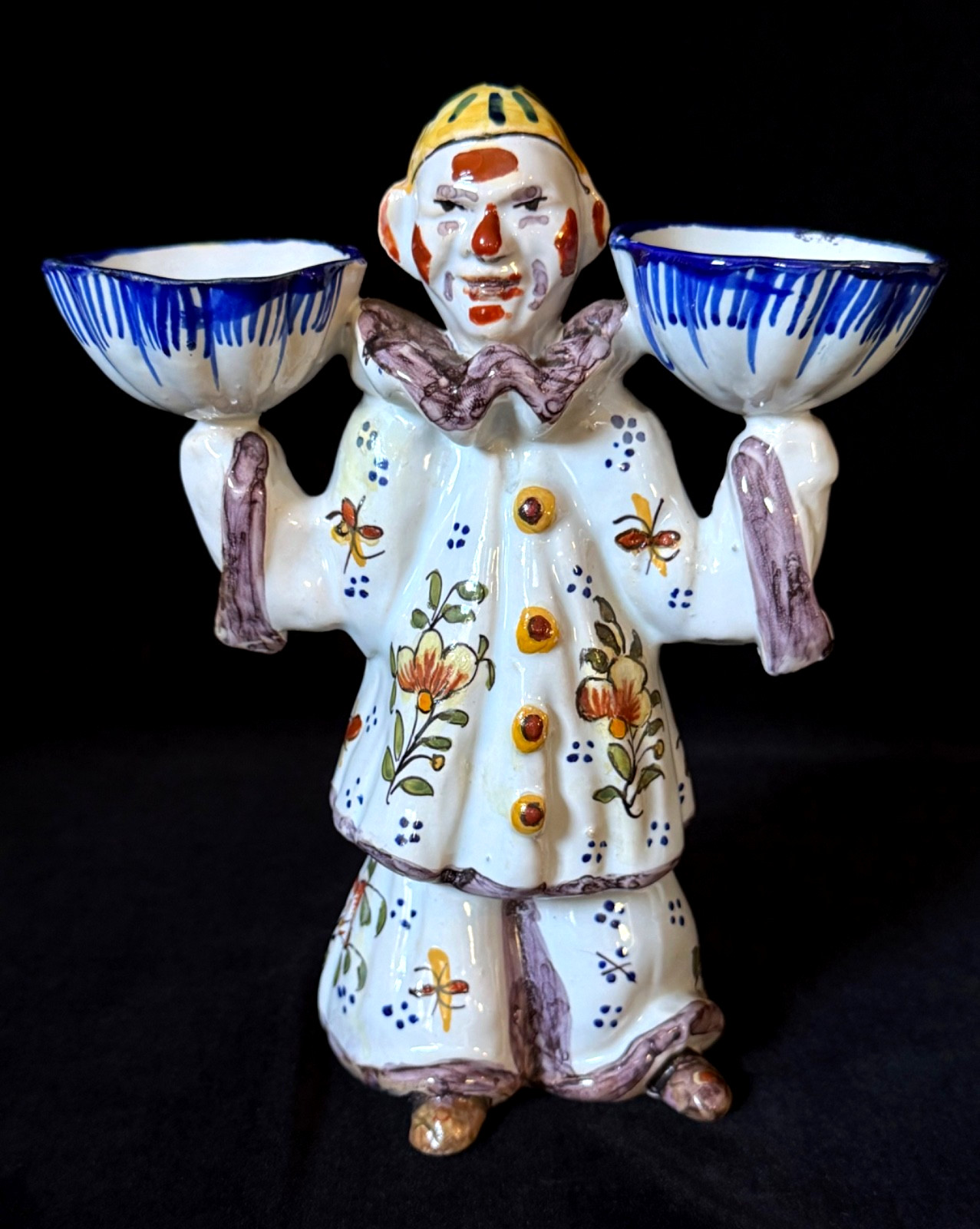 DESVRES Two Faced Clown MASTER SALT by GEO MARTEL Antique French Faience c1885