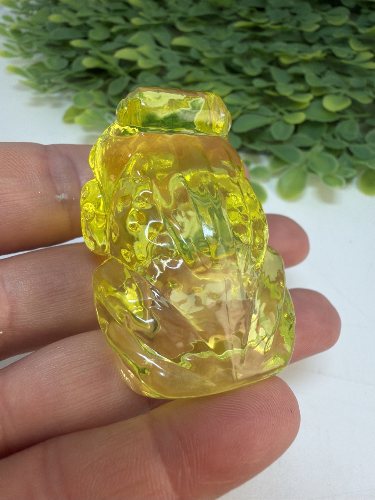 Boyd JEREMY Frog Toad Vaseline Uranium Glass Rare Figurine GLOWS