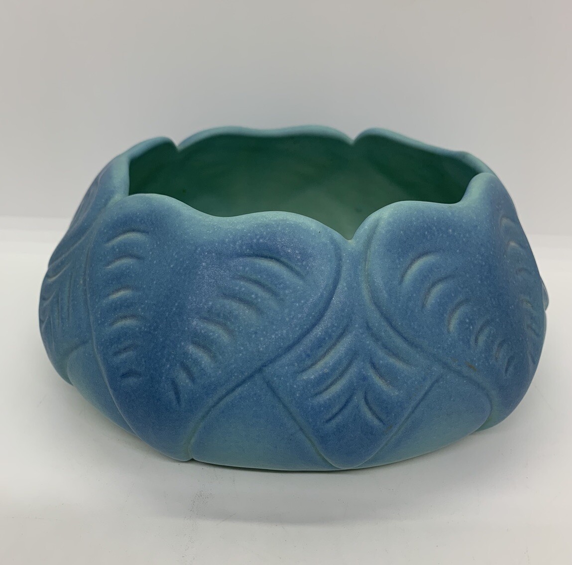 Van Briggle Philodendron/Tobacco Leaf Bowl Blue Sandy