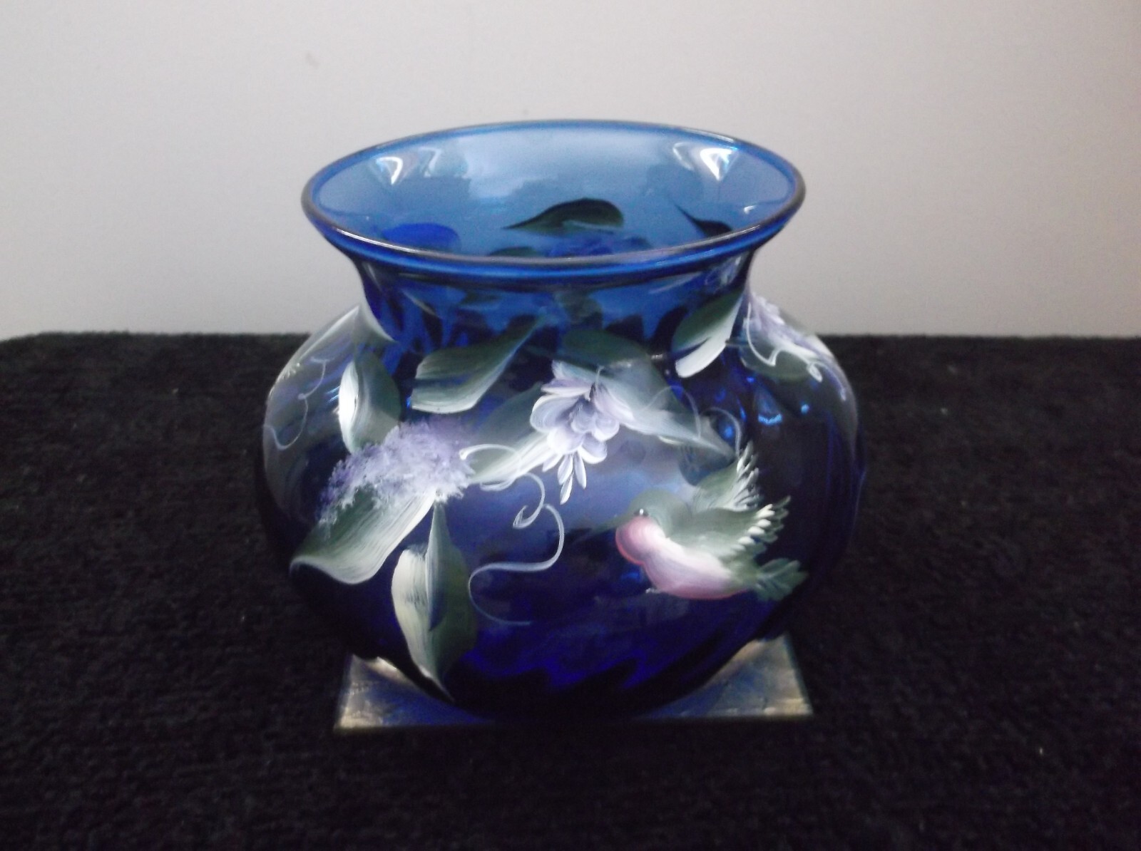 Cobalt Blue Hand painted & signed Vase