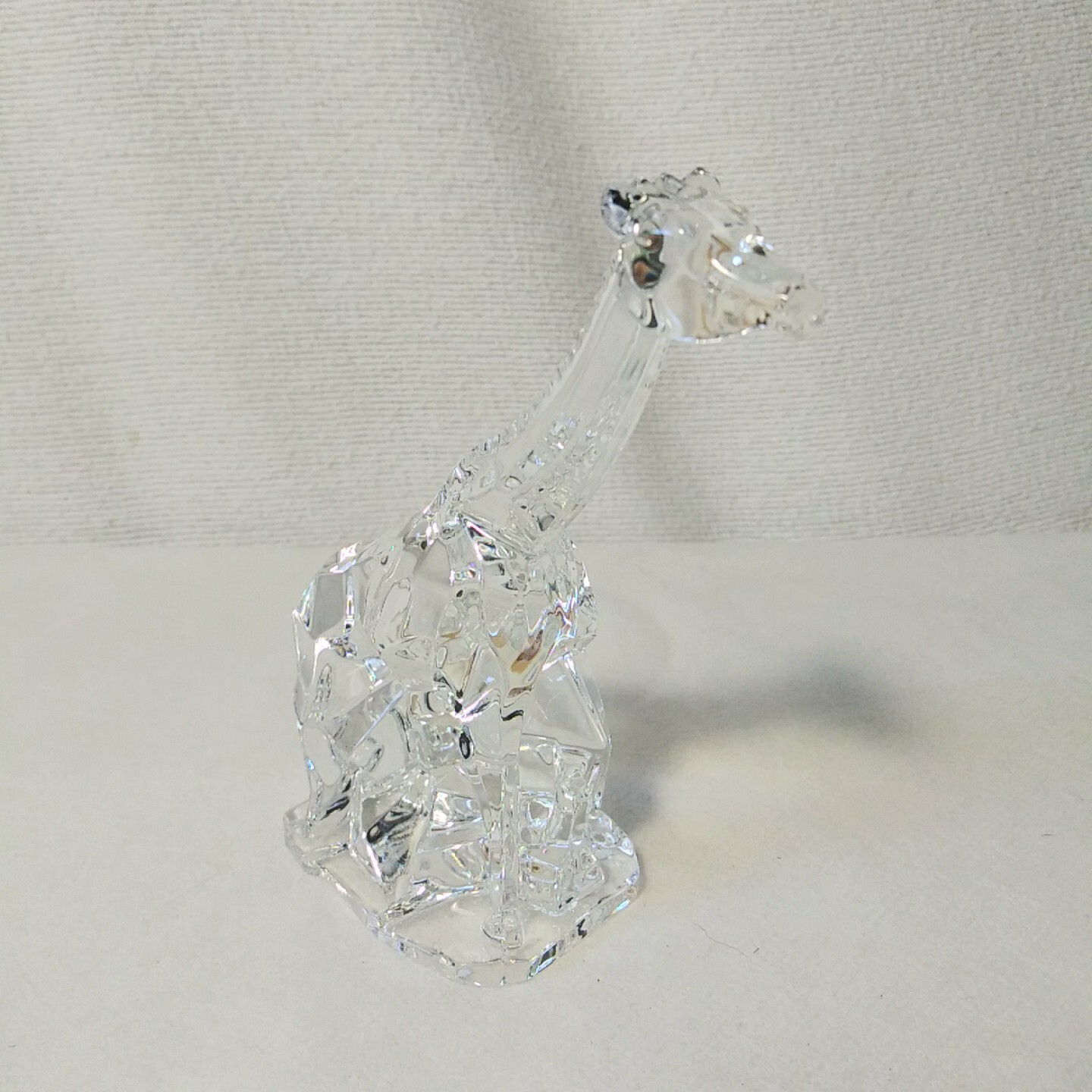 Italian Crystal Giraffe Chiseled Figurine 24% Lead Glass Made In Italy