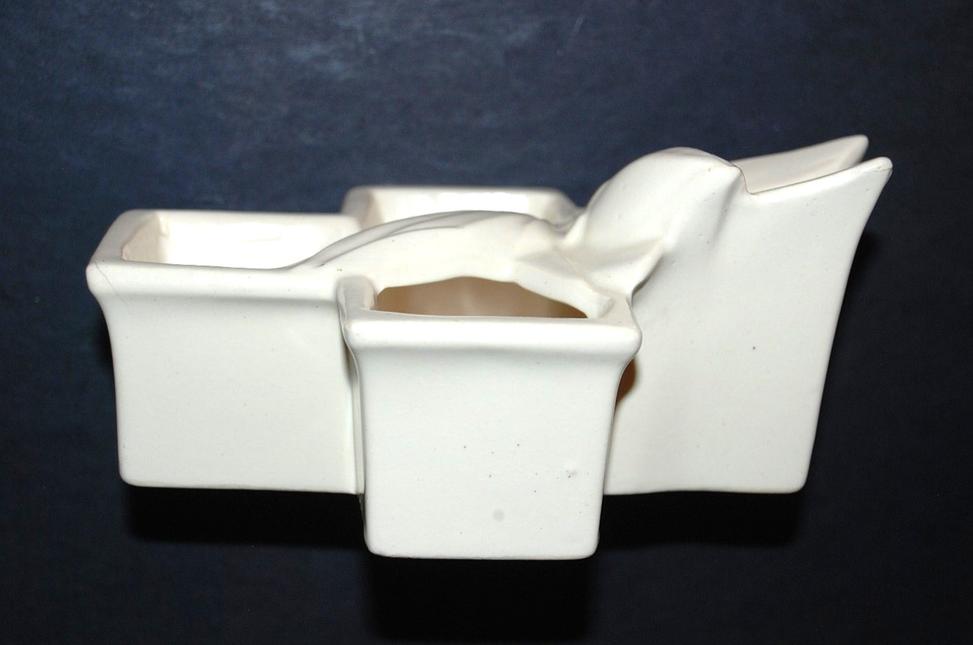 Original Nelson McCoy Signed Pottery White Lily Bud Cross Planter 1940’s MCM