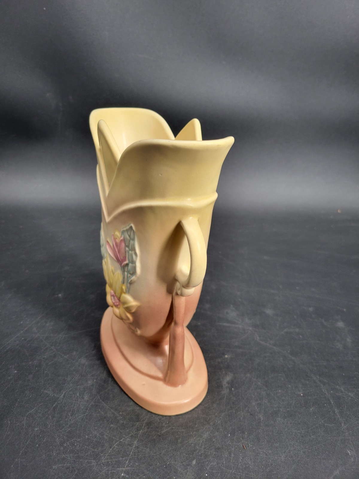 Vintage Hull Art Pottery Magnolia Pattern Double-Handled Vase Marked 7-8 1/2