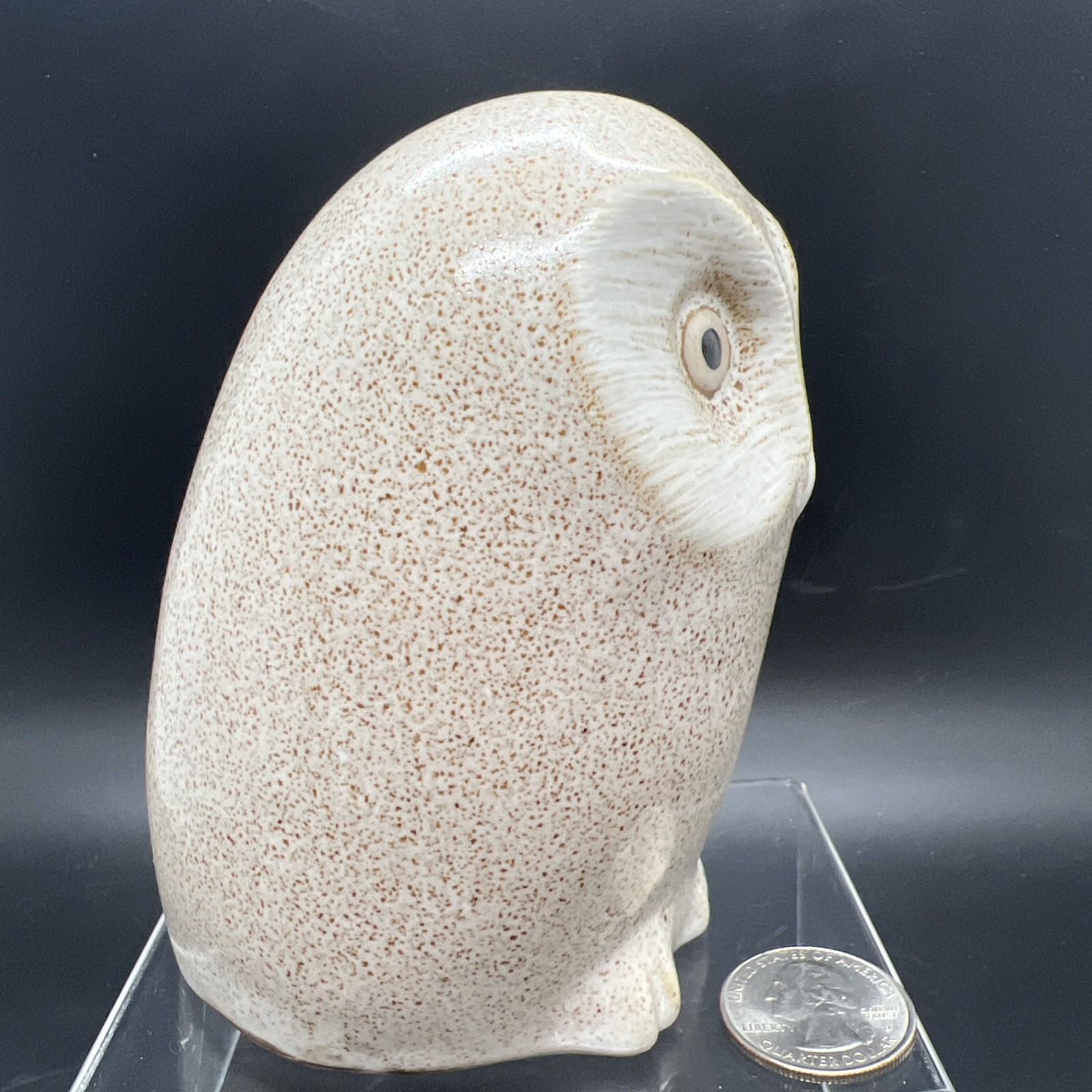 Vintage Pigeon Forge Pottery Speckled Owl, 4.5 Inches, C. 1980S, Signed Ferguson
