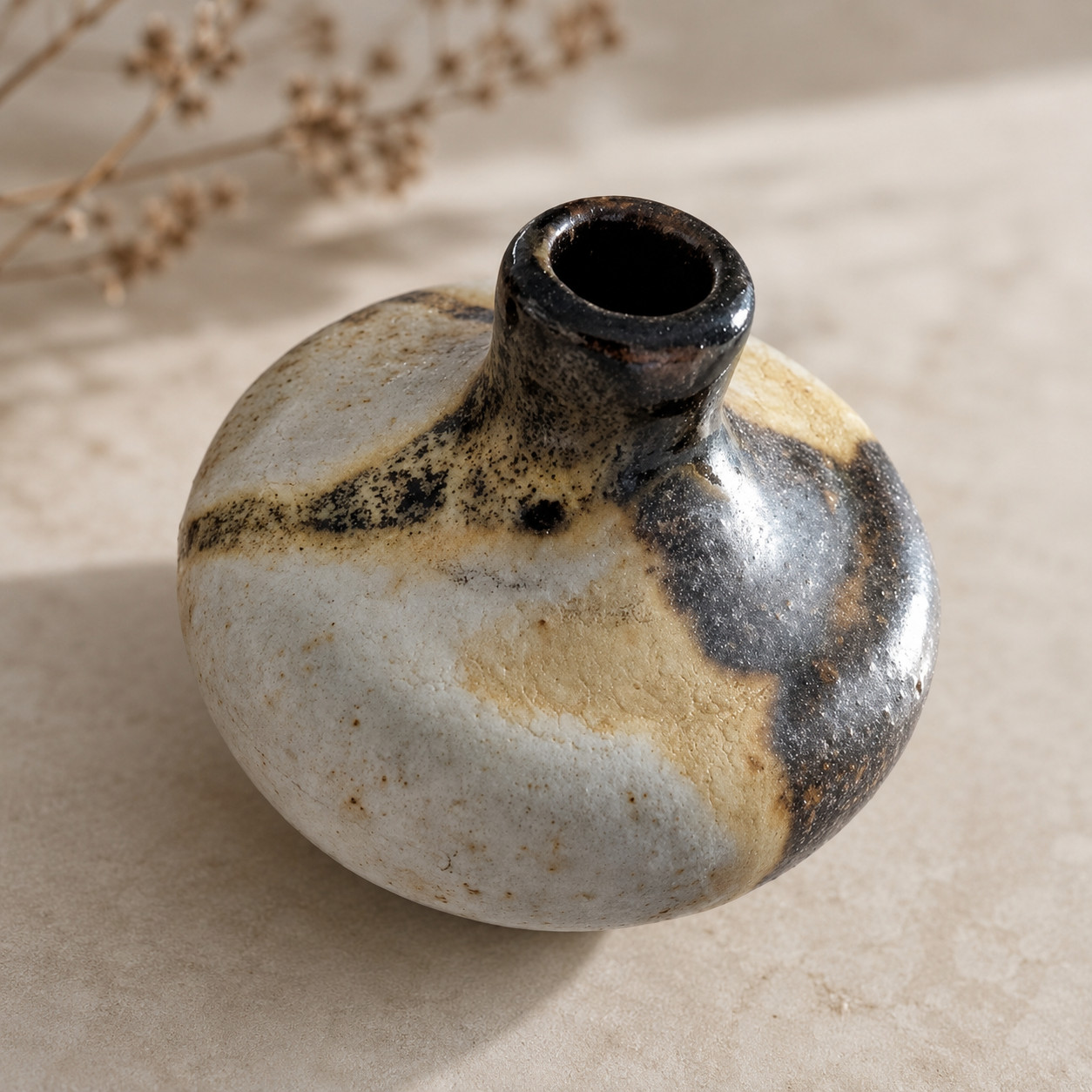 Vintage 1967 Studio Pottery Bud Vase – Signed Ceramic Stoneware, MCM Wabi Sabi R