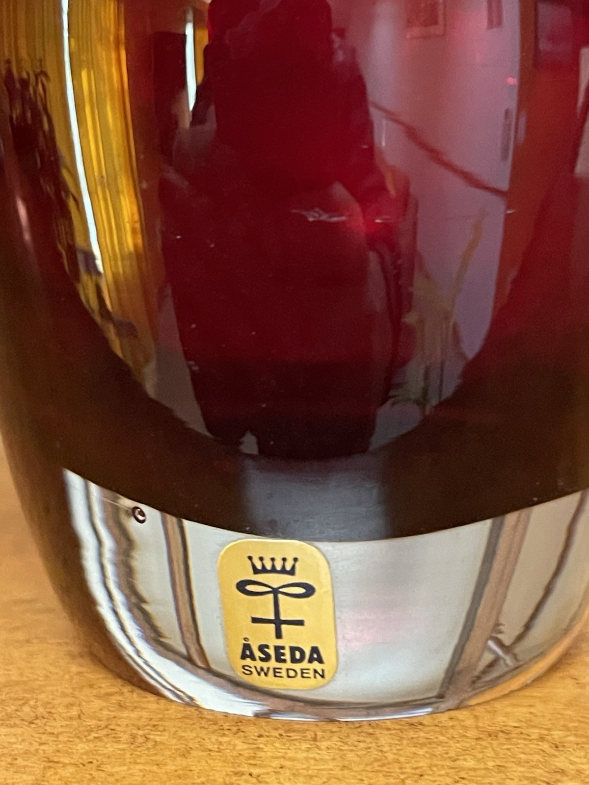 Aseda Tulip Vase Red Swedish Mid-Century Art Glass by Bo Borgstrom
