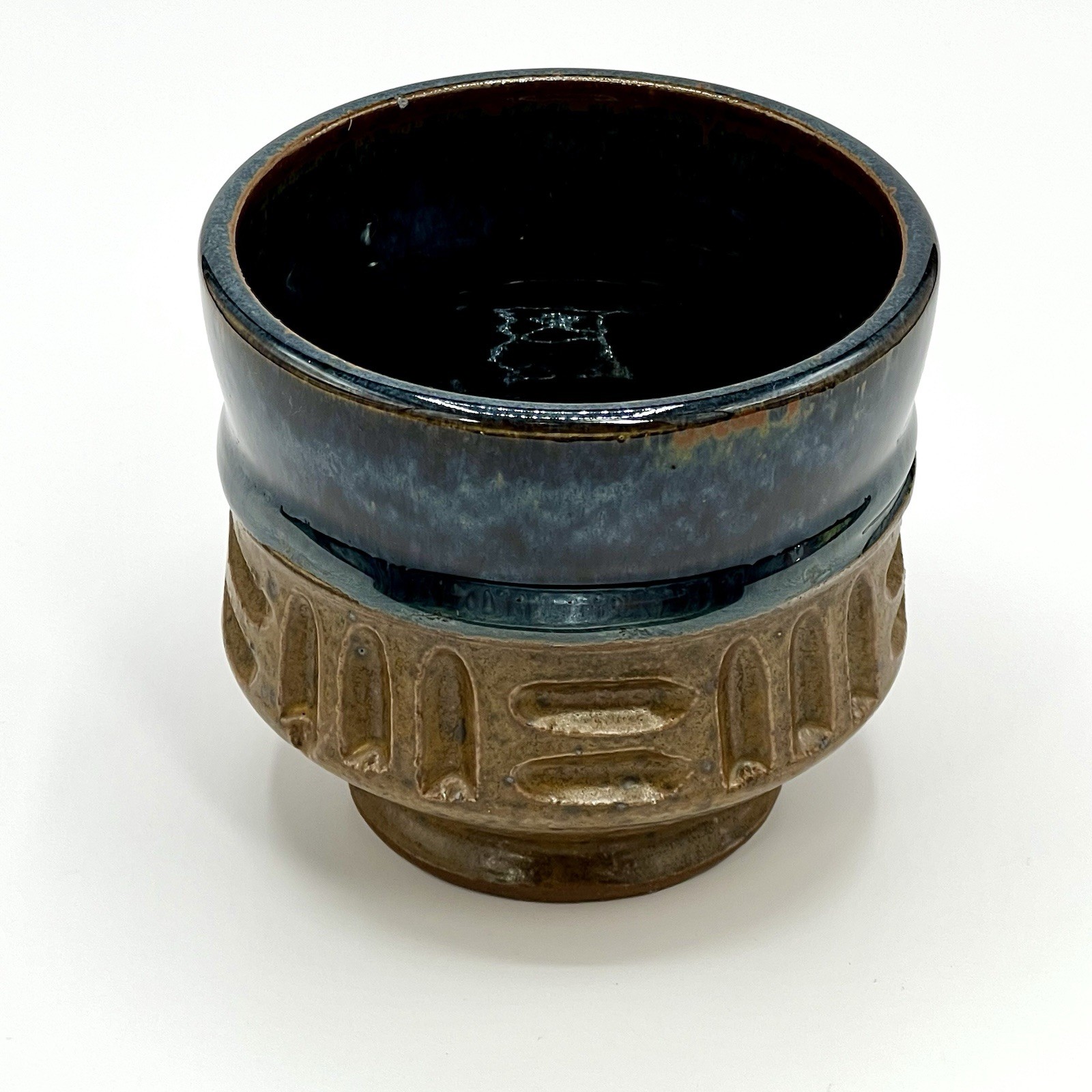 Mid-Century Mod Studio Pottery Small Planter Glazed Brutalist Stoneware Signed