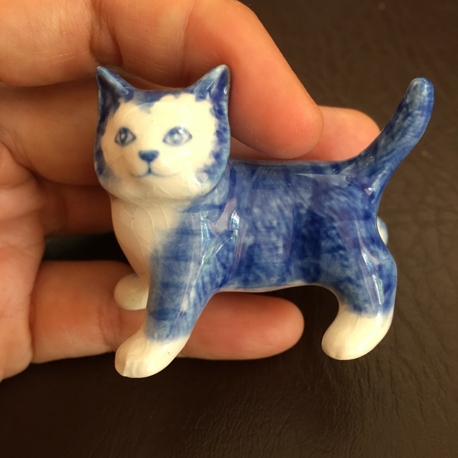 persian cat delft blue ceramic porcelain 1pc miniature other variation figurine