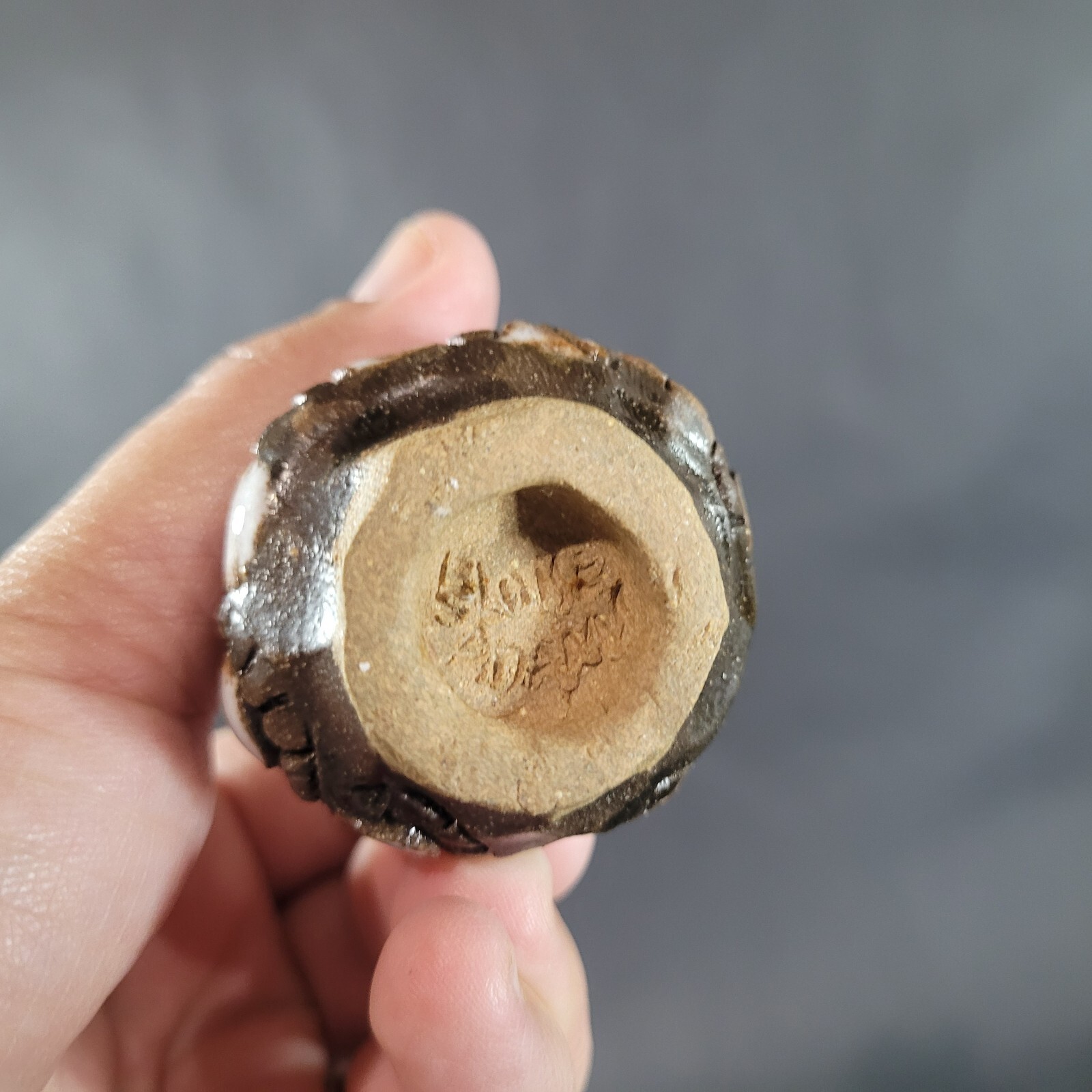 Miniature Art Pottery Bud Vase Hand Thrown Signed 3″ tall Vintage Earthenware