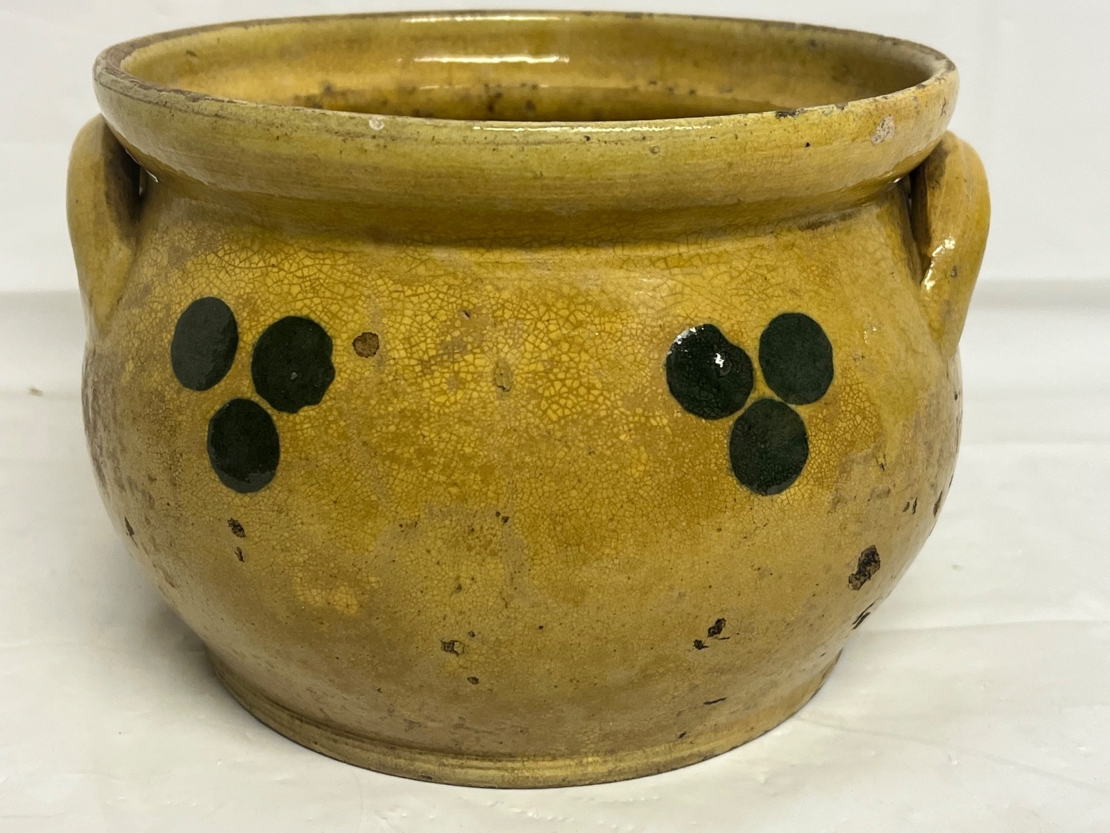 Antique French Alpine Savoie Savoy / Alsace Pottery Decorated 7” Planter Bowl