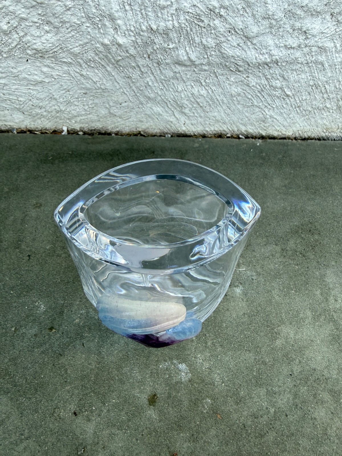 Daum France Cut Crystal Pate De Verre Vase Signed 8”