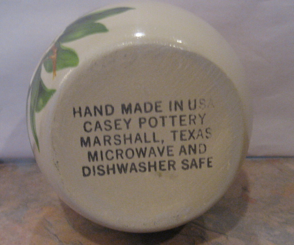 Casey Pottery Marshall Texas USA Small Handmade Vase? Magnolia Flower Design