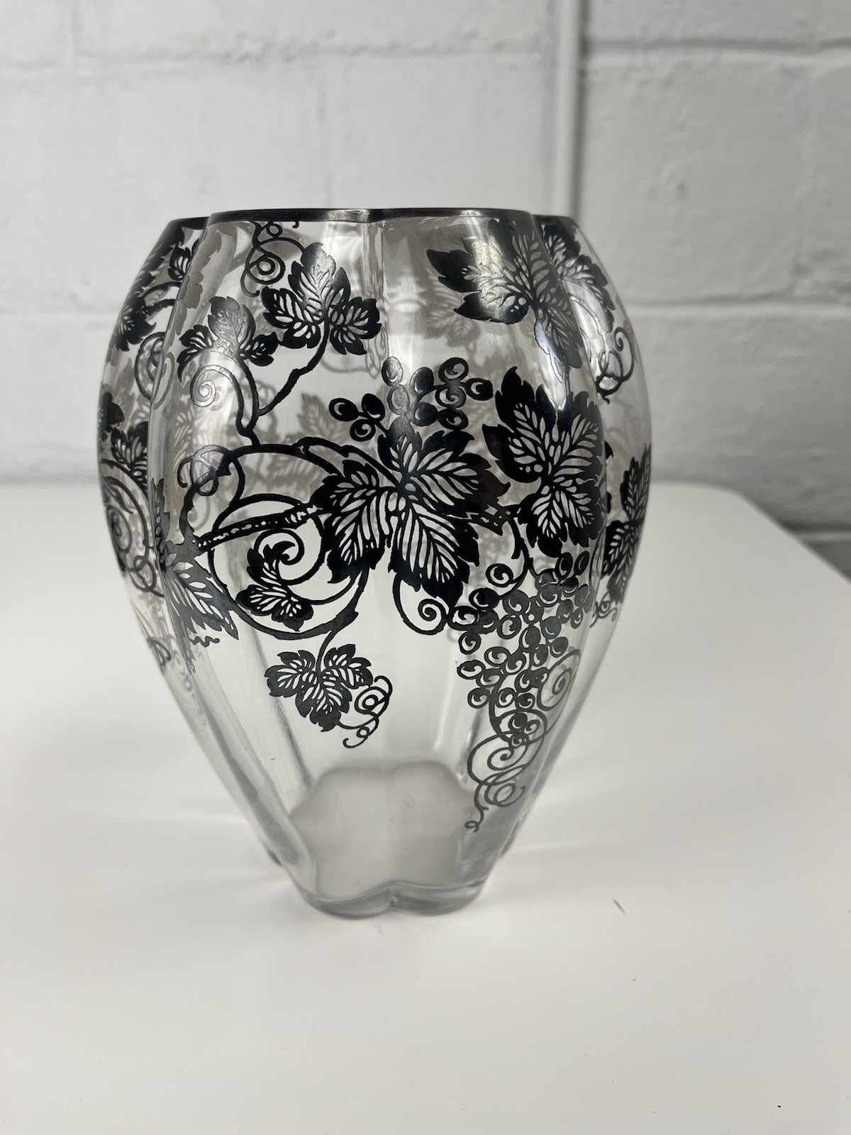 Sterling Overlay Vase Silver City Grape Grapevine 1930s VTG Fostoria Sakier