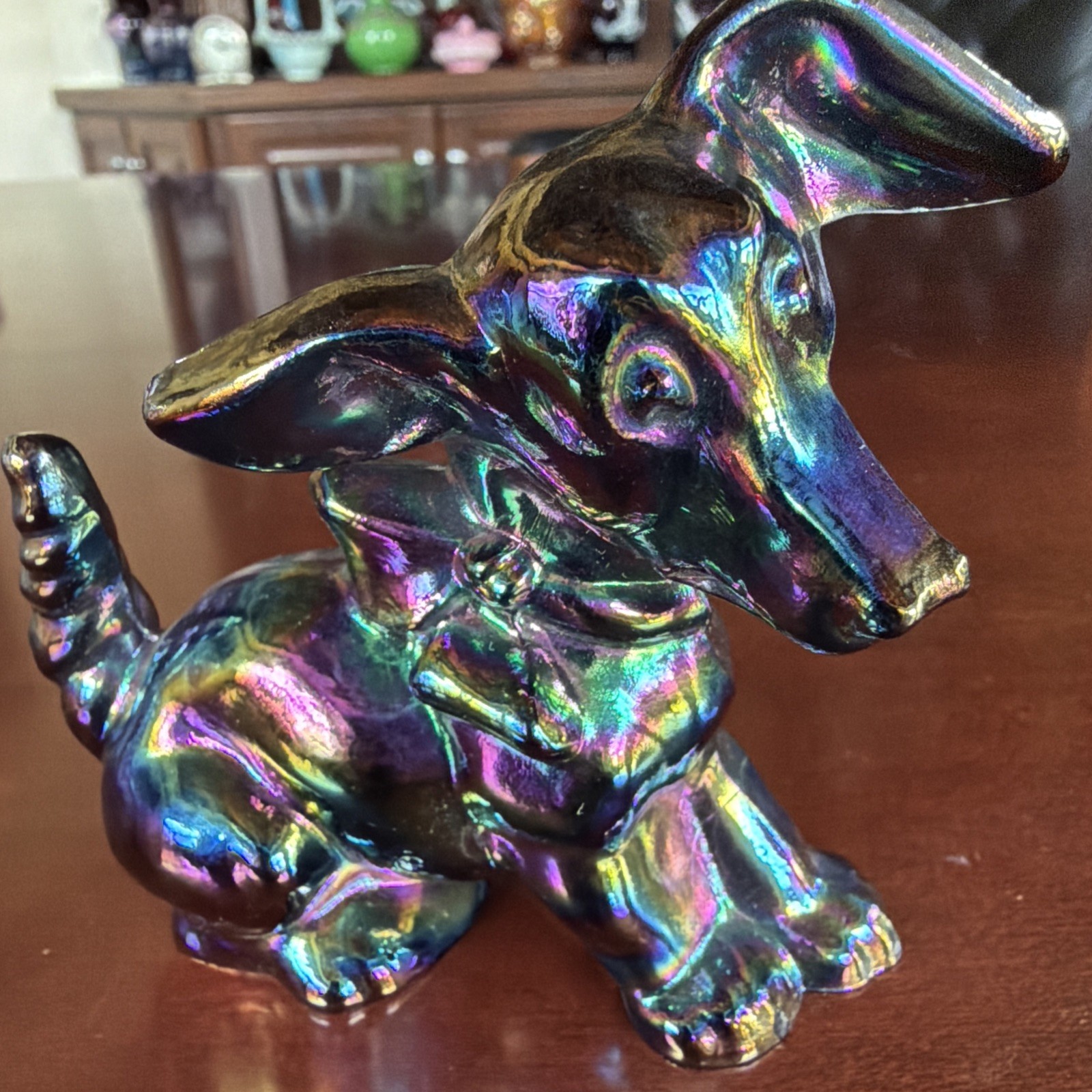Darling Vintage Imperial Glass Terrier “Parlor” Pup Amethyst Carnival Signed