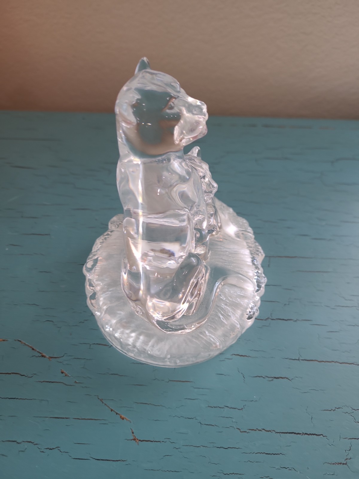 Vintage Royal Crystal Rock Lioness & Cub Figurine 24% Lead Crystal Italy