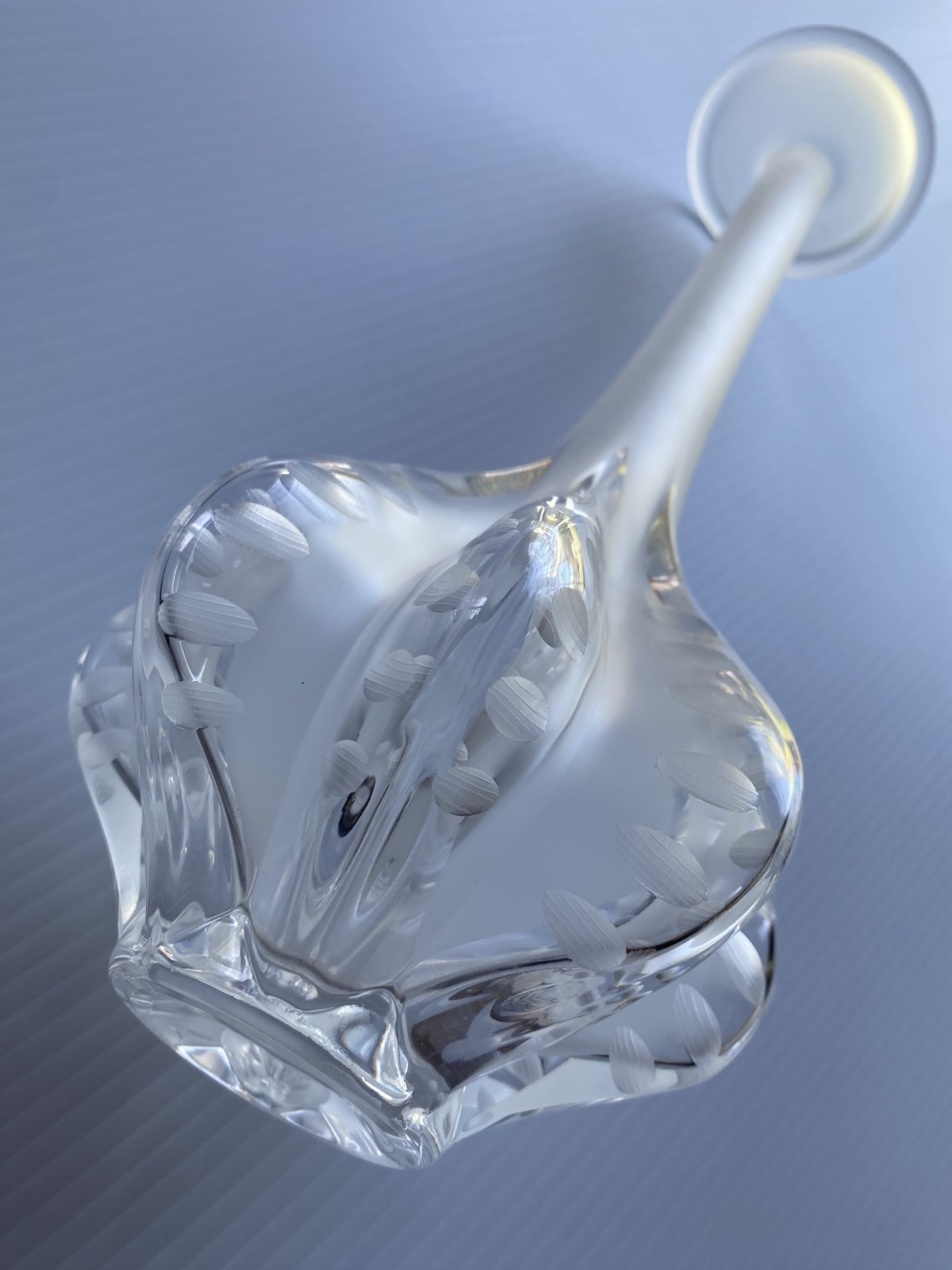 Lalique Claude Etched Crystal Vase 13.5” Marie-Claude Lalique France Vintage