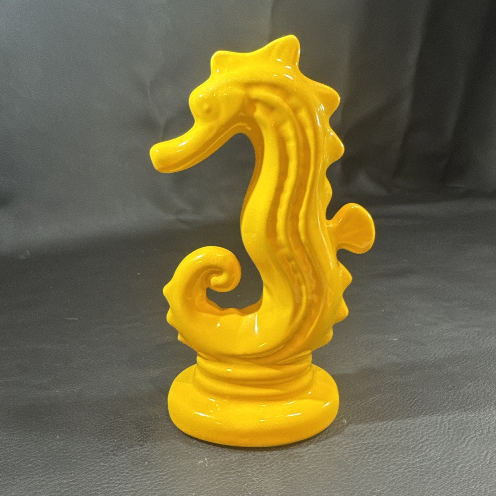 Bright Yellow Ceramic/Pottery Seahorse Figurine 7.25”