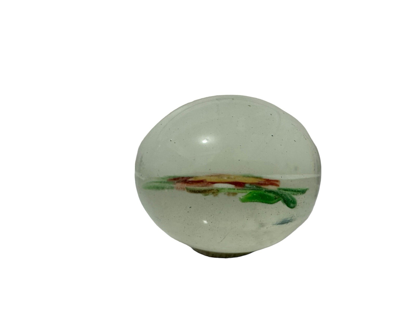 Vintage Hand Blown Art Glass Paperweight Orange Yellow Flower 1930s Dupont MCM 2
