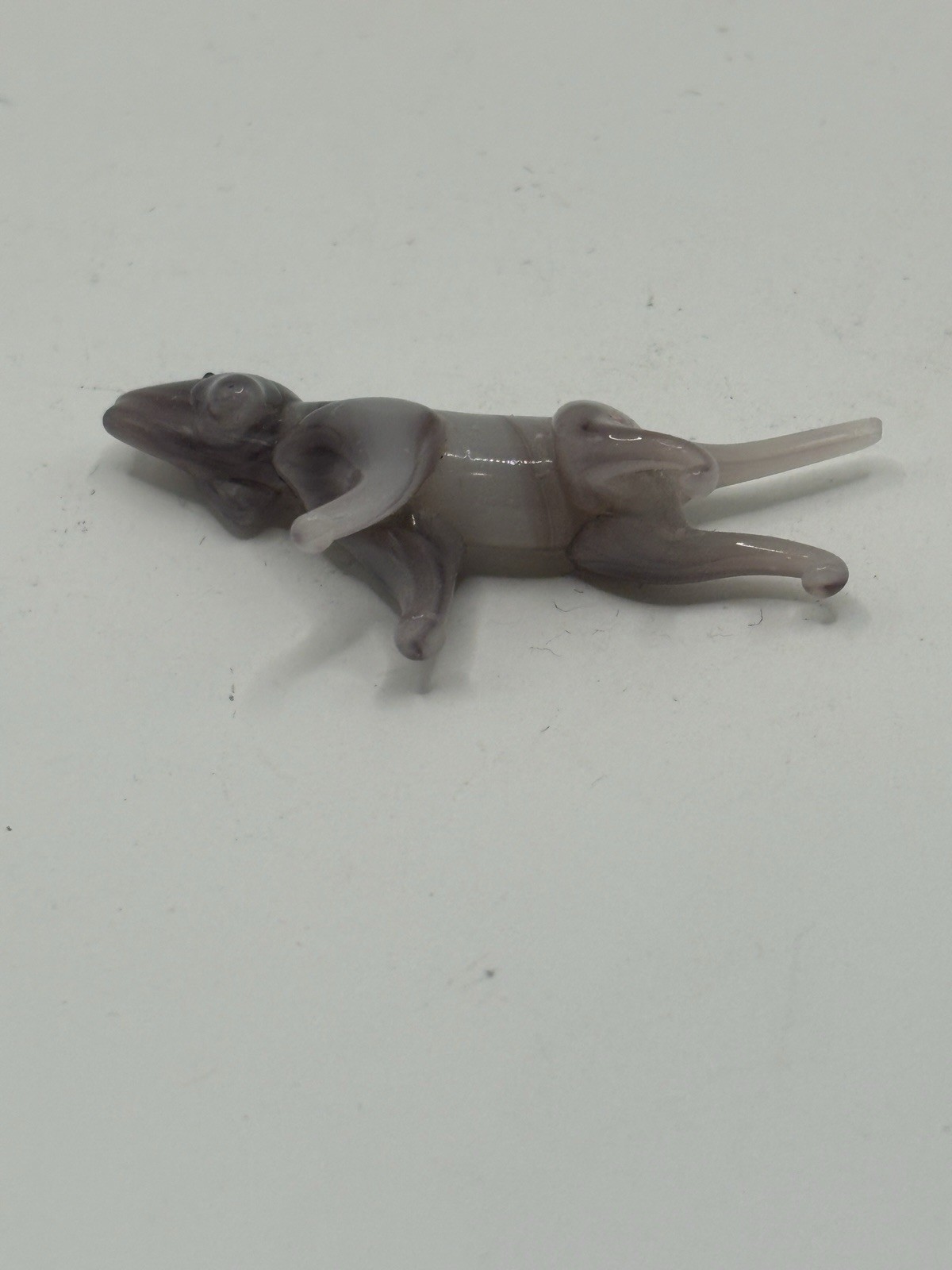 Miniature Lampworked Art Glass Dog Figurine Marble Purple Studio Glass .75 in.
