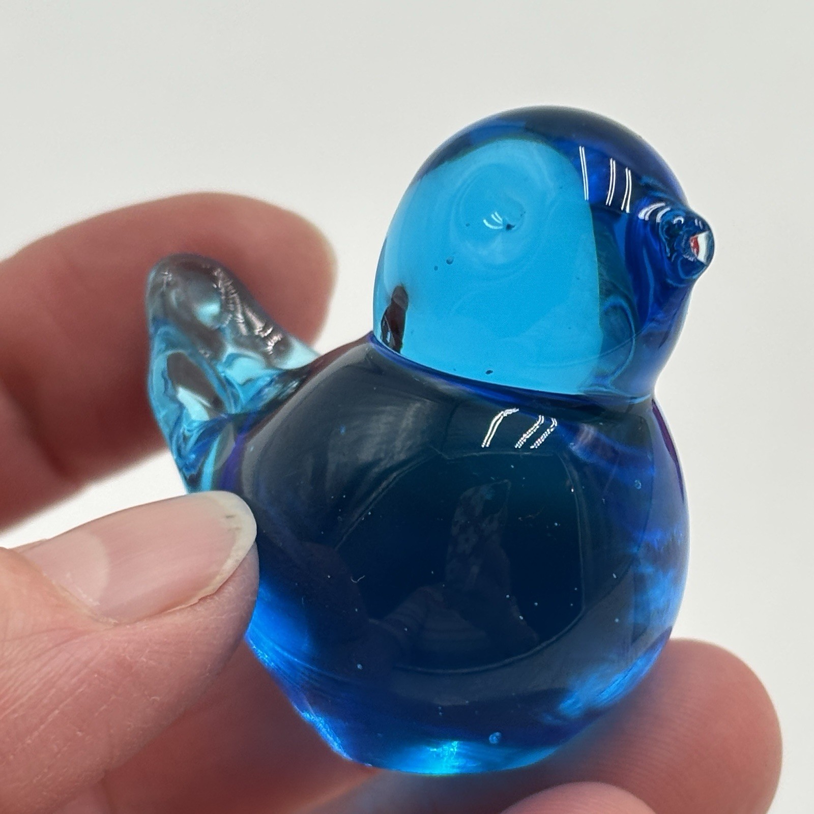 (2) Country Cardinal Ron Ray 1993 Red Glass & Mini Bluebird Of Happiness Figures