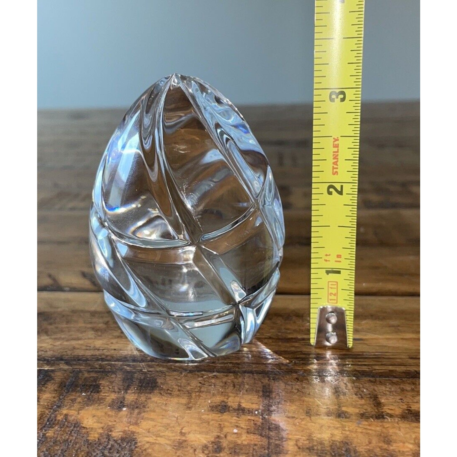 Solid Crystal Egg w/ Swirls Paperweight 3.25 in Weight Is 1 Pound. Beautiful!