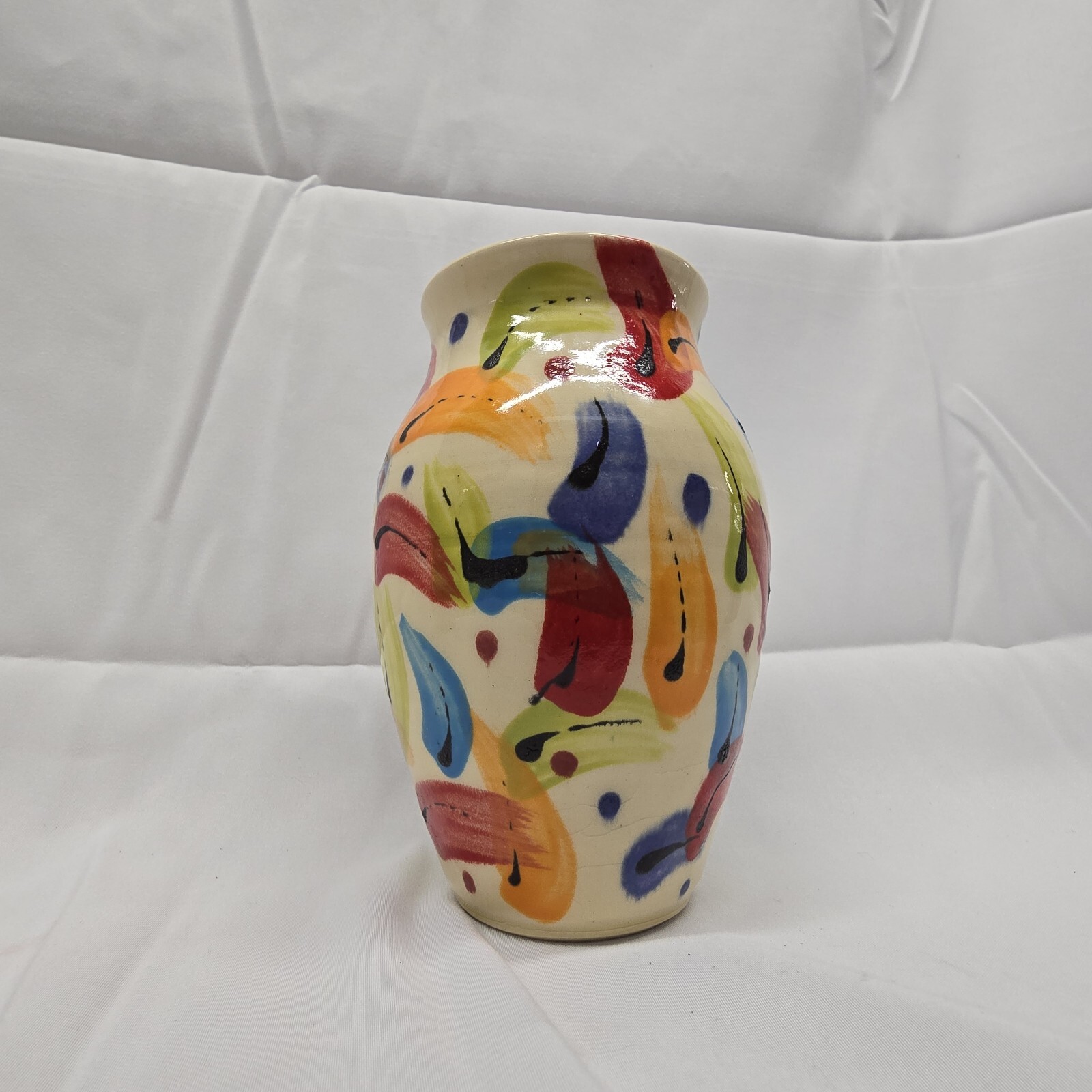 Abstract Colorful Studio Pottery Vase Signed / Art Pottery Vase Contemporary