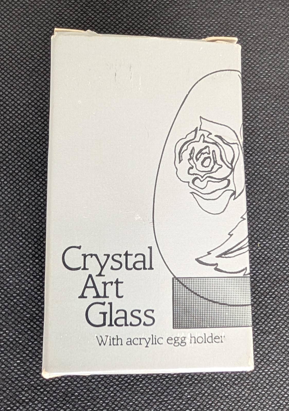Vtg Pilgram Glass Sand Carved Egg Yellow with Tulips Original Box Acrylic Stand