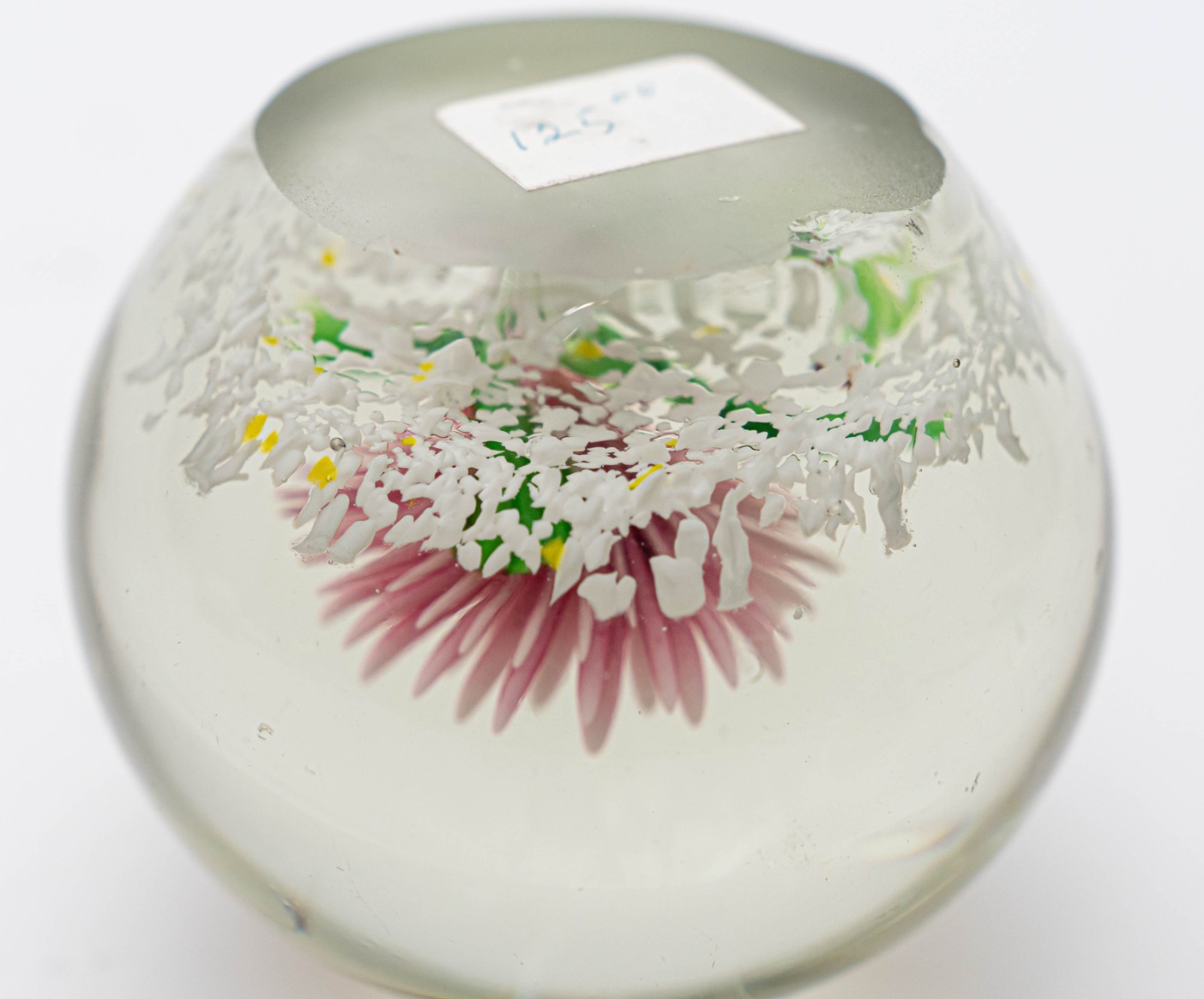 Vtg American Studio Glass Lampworked Floral Paperweight w/ Frogs, c. 1970s–1990s