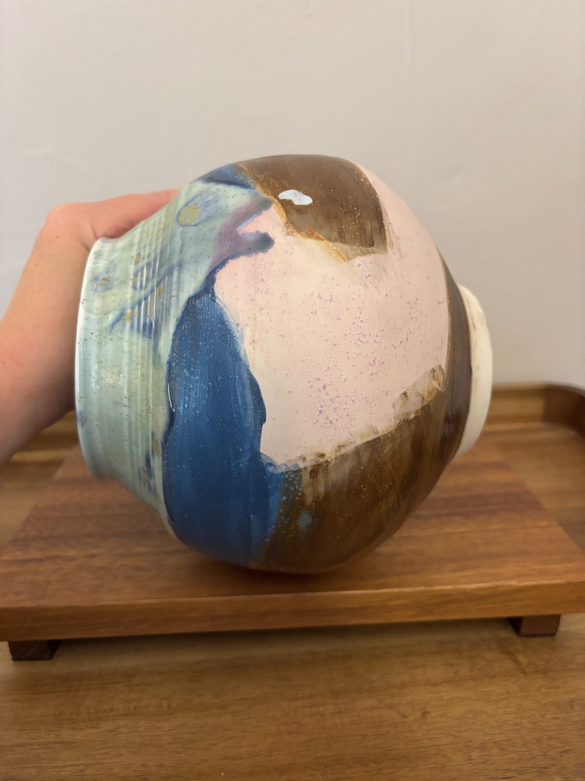 Lois Van Vleet Multi Colored Round Art Pottery 7.25″H Vase