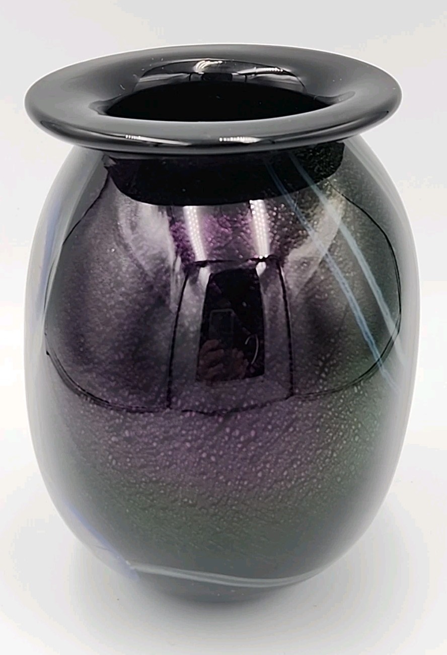 Eickholt 2001 Multicolored Dichroic Seascape Urchin Glass Vase 5 1/4″ T
