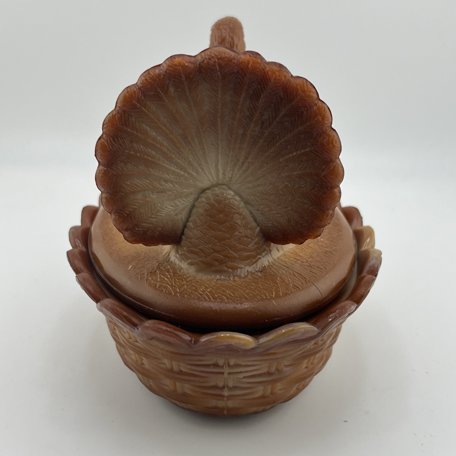 Fenton Turkey on Nest Carmel Slag Glass 100th Anniversary Rare