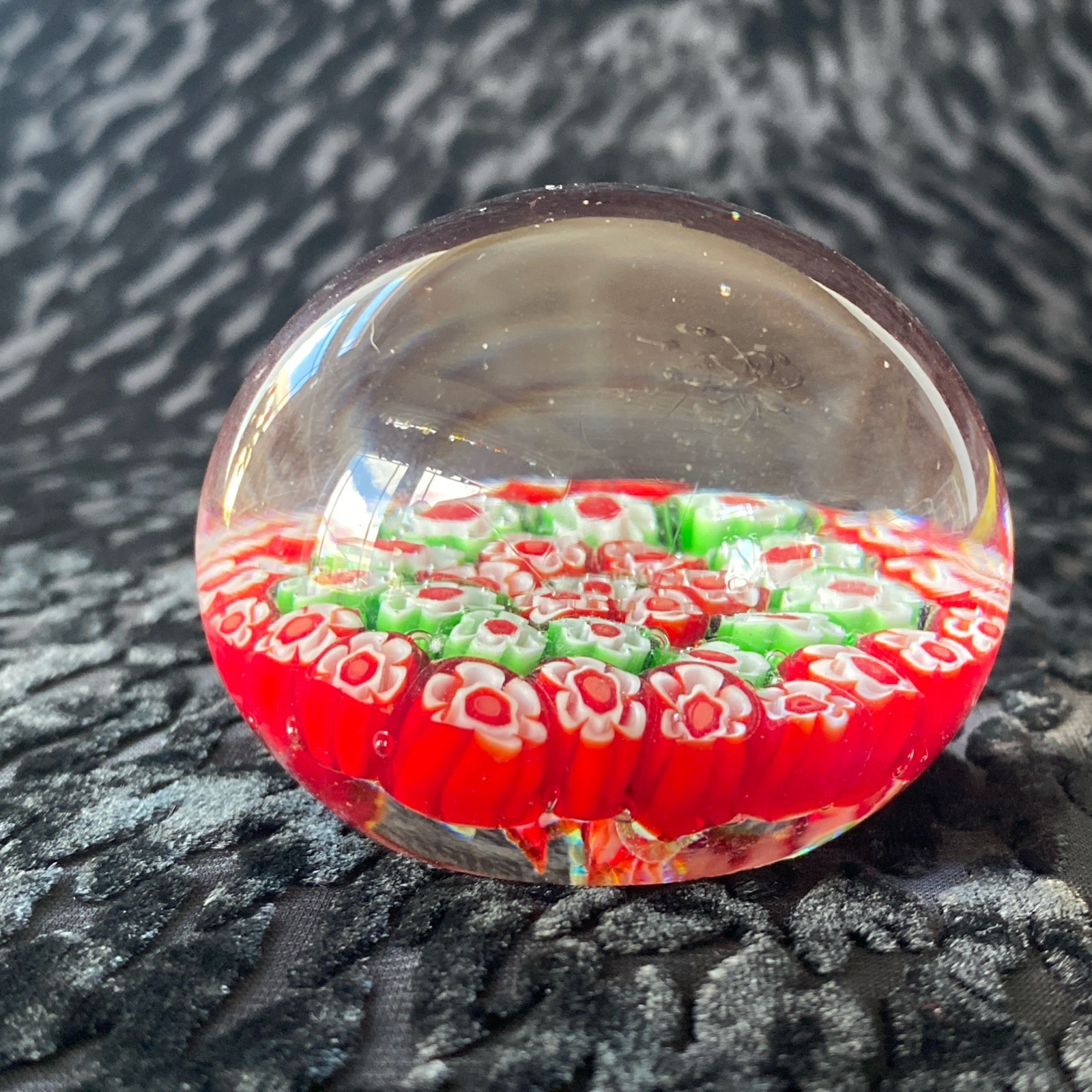 Lot Of 3 Vintage Art Glass Paperweights – Cherry Blossoms And Two Milifiori
