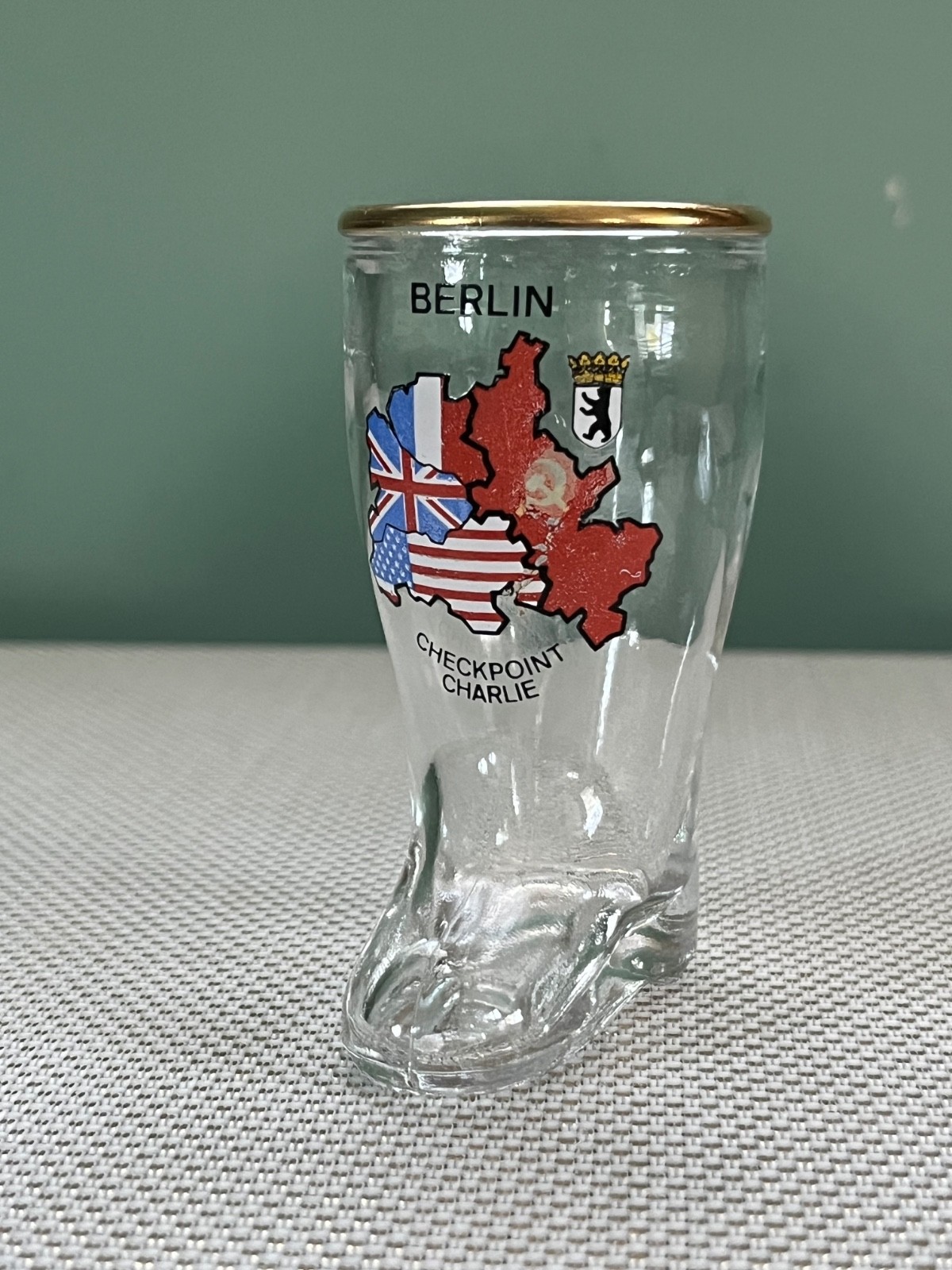 Set of 13 German 3” Boot Shot Glasses from various German Cities- displayed only