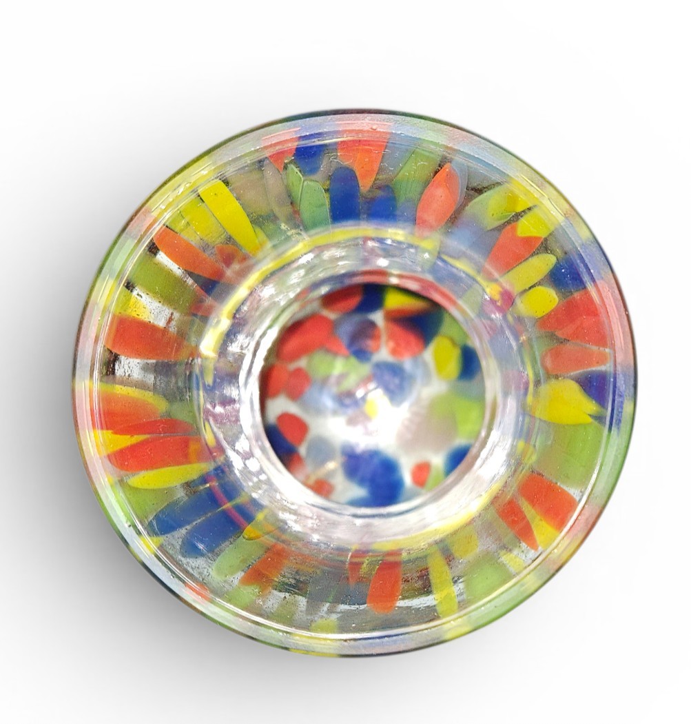 Vintage Art Glass Confetti Vase Multicolor Hand Blown Vase 13″